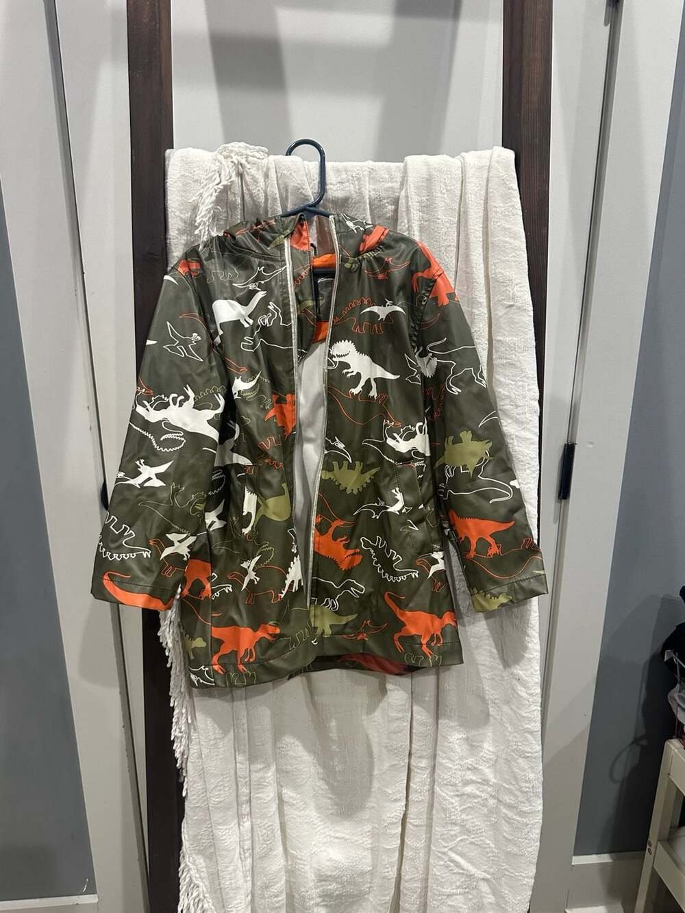 iXtreme Boys Green Dinosaur Print Fleece Lined Raincoat Jacket Size 5